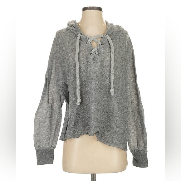 Wildfox Gray Lace-Up Hoodie Top – Size S - Picture 2 of 6